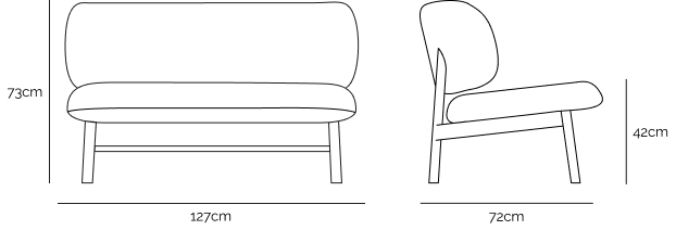 Ezah Lounge Bench Sofa Dimension